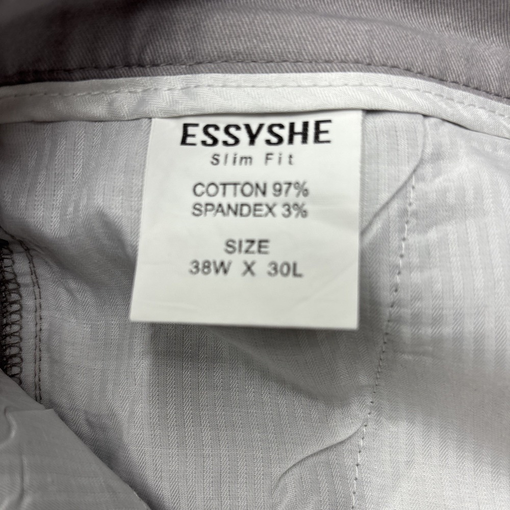 NWT~ESSYSHE Men's Pants Slim Fit Chino Pants Gray 38x30 - Picture 7 of 12